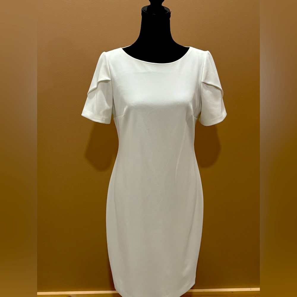 DKNY women's White midi sheath dress size 10 NWT